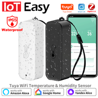 Tuya Zigbee Outdoor Temperature Humidity Sensor Thermometer Smart Life Work with Google Assistant ,IP65 Waterproof+Hanging Rope