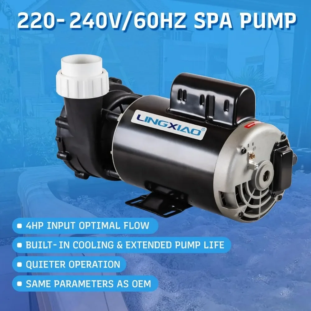 LINGXIAO-Pompe de SPA LX à 2 Vitesses, 4HP, Moteur 220-240V, Port 2 Pouces, 56 Cadres, Modèle 56WUA400-II