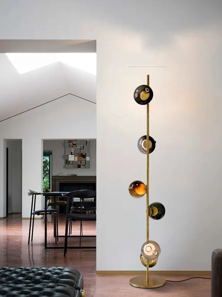 Tall Floor Lamp with Multi-color Glass Ball Italian Designer Luxury Standard Lights Dimmable Led Room Decor Standing Mood Light