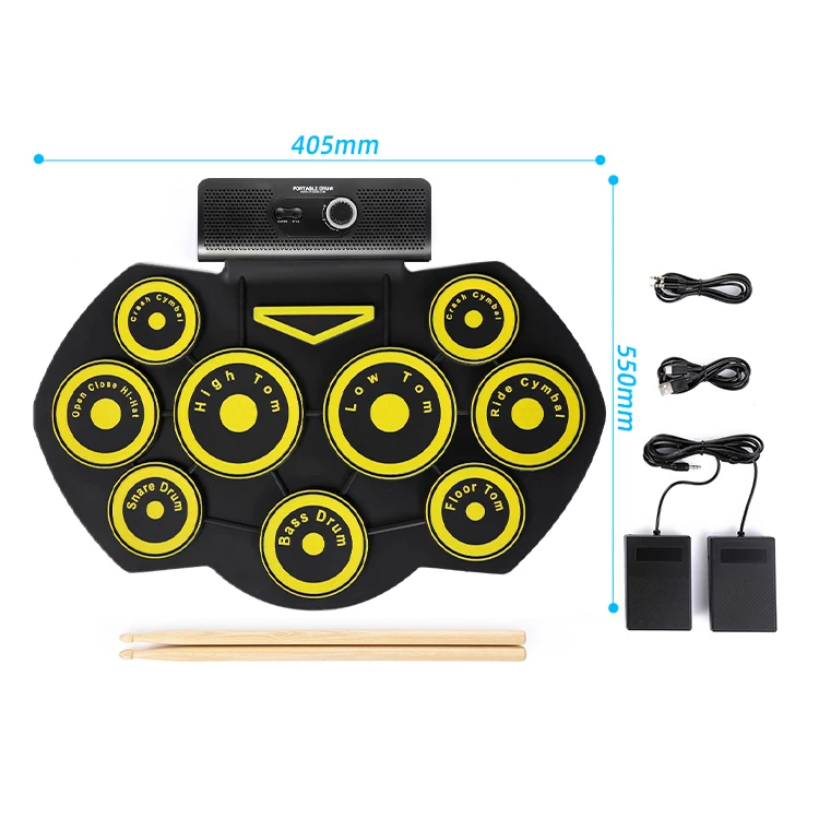 

2025 Compact Digital Drums Portable Drum Set Original Electronic Drum Kit Roll-up Toy