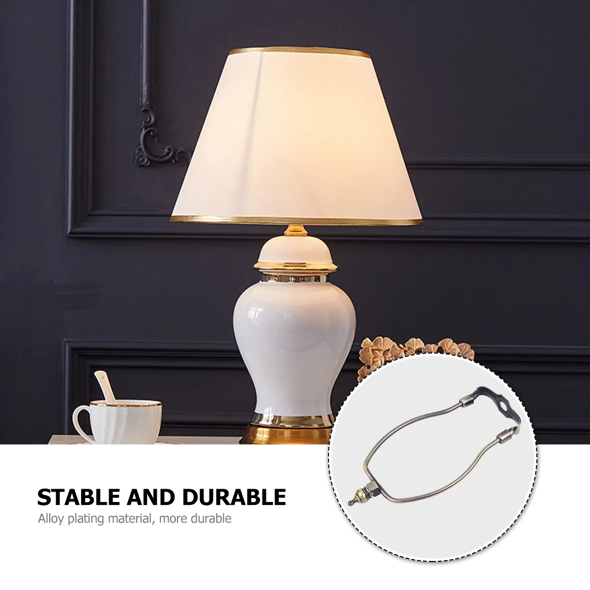 

Horn Lamp Bracket 10Mm Bottom Hole Bronze For Lampshade Replacement Iron Lamp Frame Portable Lighting Support Metal Harp Holder