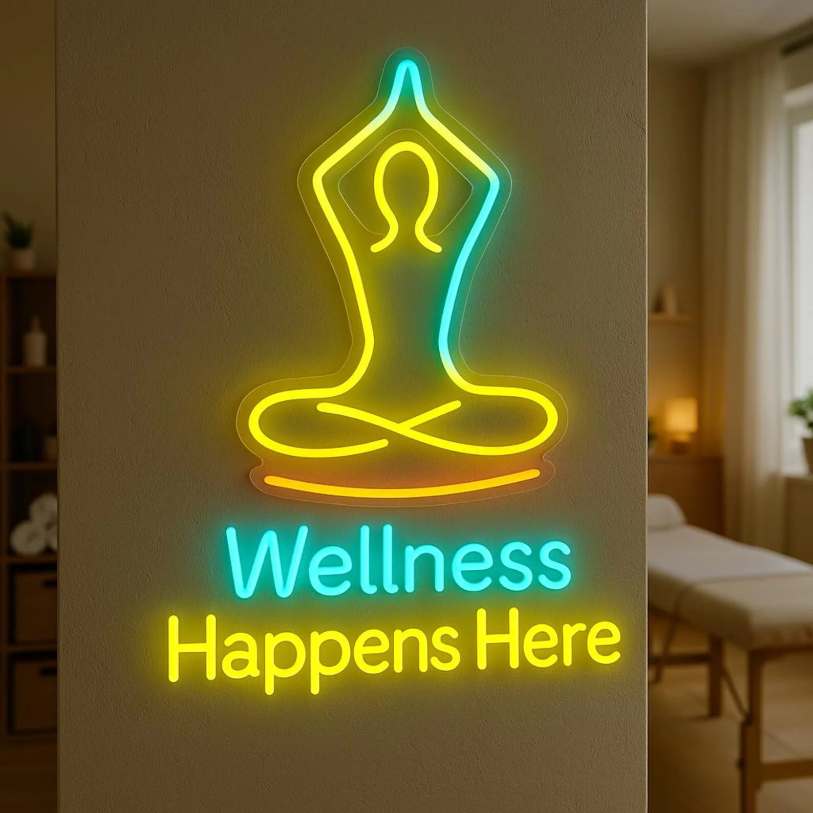 Wellness Happens Here Neon Sign, LED Massage Salon Decor, Neon Spa Decor,Gift for Her