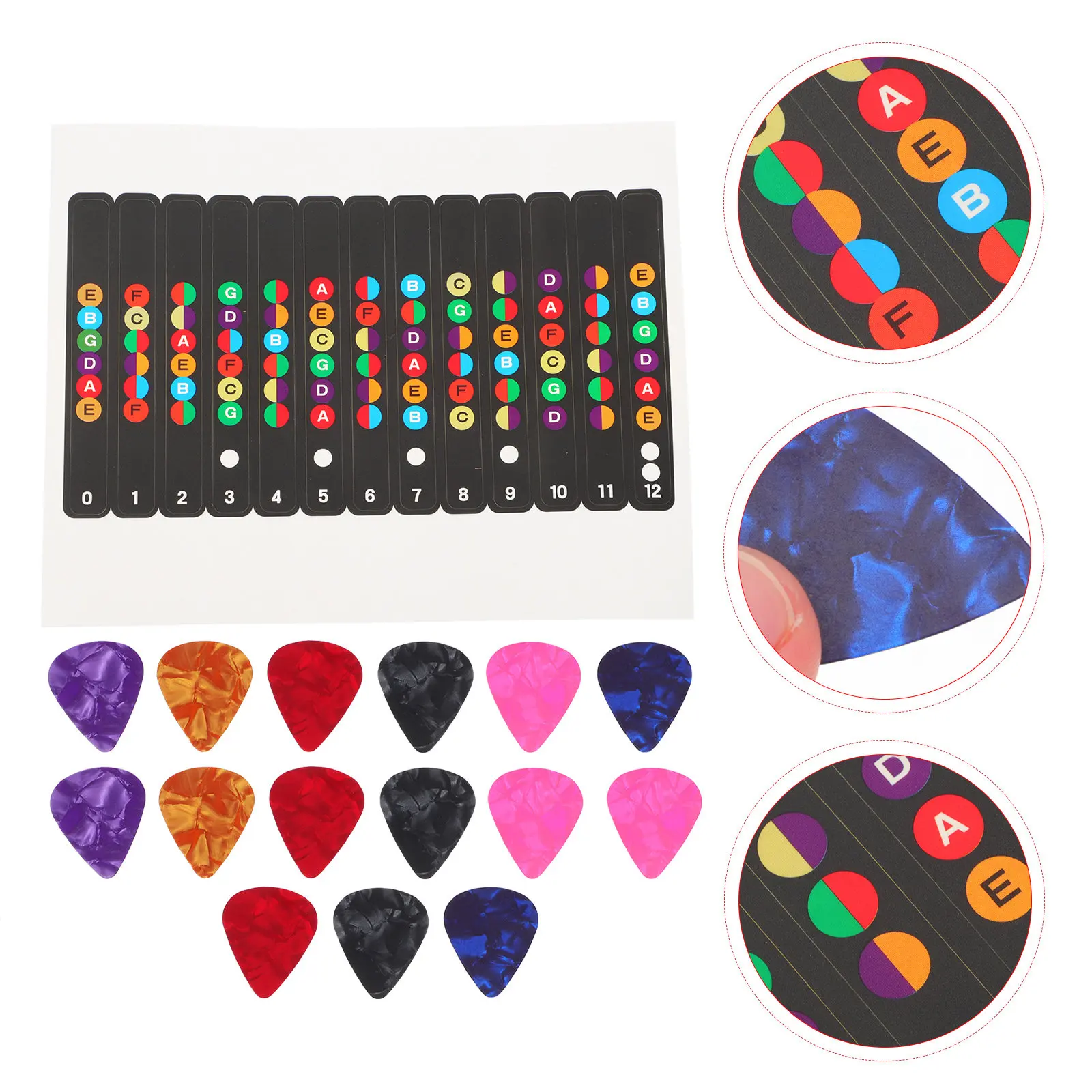 3Sets Guitar Fingerboard Stickers Beginner-Friendly Scale Labels Lightweight PVC Name Tags Guitar Practice Learning Aid Reliable