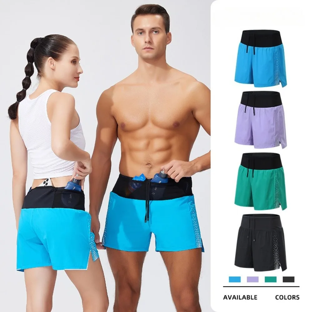 

Couple Running Quick-drying Shorts Double-layer Waist Zipper Pocket Anti-exposure Three-point Sports Pants