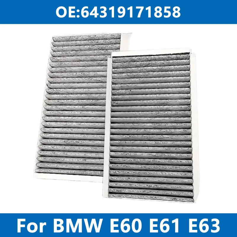 2Pcs Car Conditioner Cabin Air Filter 64319171858 For BMW E60 E61 E63 Touring 520d 520i 523 525xi Xdrive 525xd 530 535 630 645ci