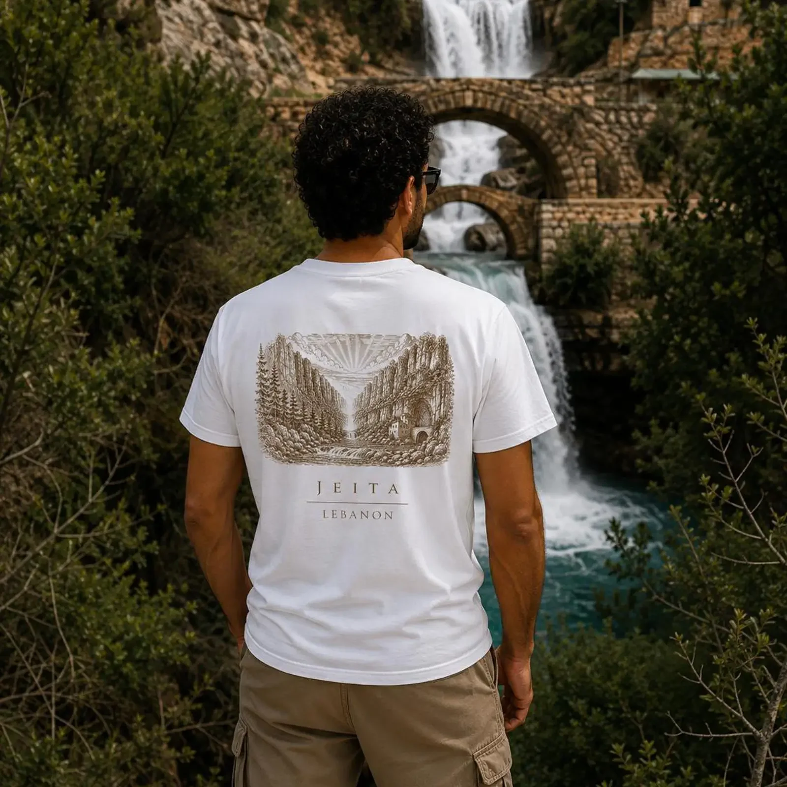 Jeita Valley Lebanon T Shirt Nature Travel Heritage White vintage Washed Slightly streetwear homme Stretched Casual Comfortable