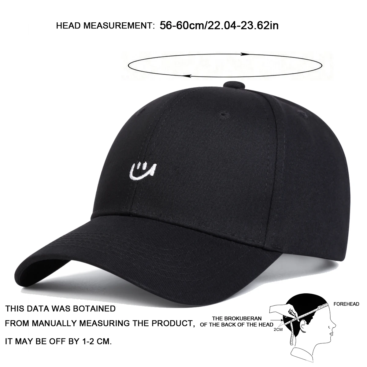 Unisex Smiling Face Embroidery Baseball Caps Spring Autumn Outdoor Adjustable Casual Hats Sunscreen Hat