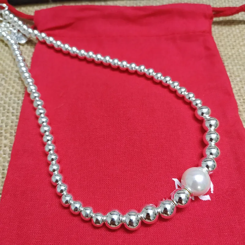 YS 2021 New Stainless steel alloy Silver Color Bead Necklace Can Be Given As A Gift To Women with Free Wholesale Shipping