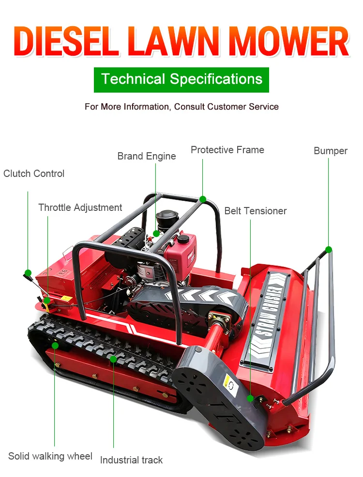 Direct Stock diesel Lawn Mower with CE Certification Mowing Width 800-1200mm KOOP195 Remote Start & Lift 24V Brushless Motor