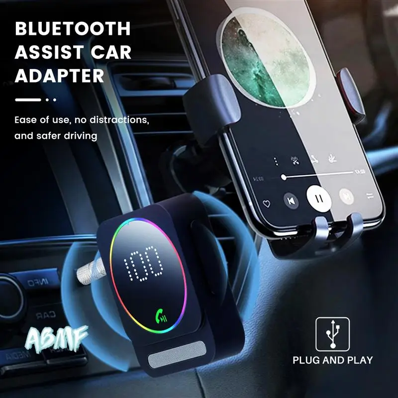 ABMF-Bluetooth 5.3 Adattatore per auto AUX Ricevitore audio Bluetooth Cancellazione Adattatore musicale per auto Microfoni incorporati Vivavoce