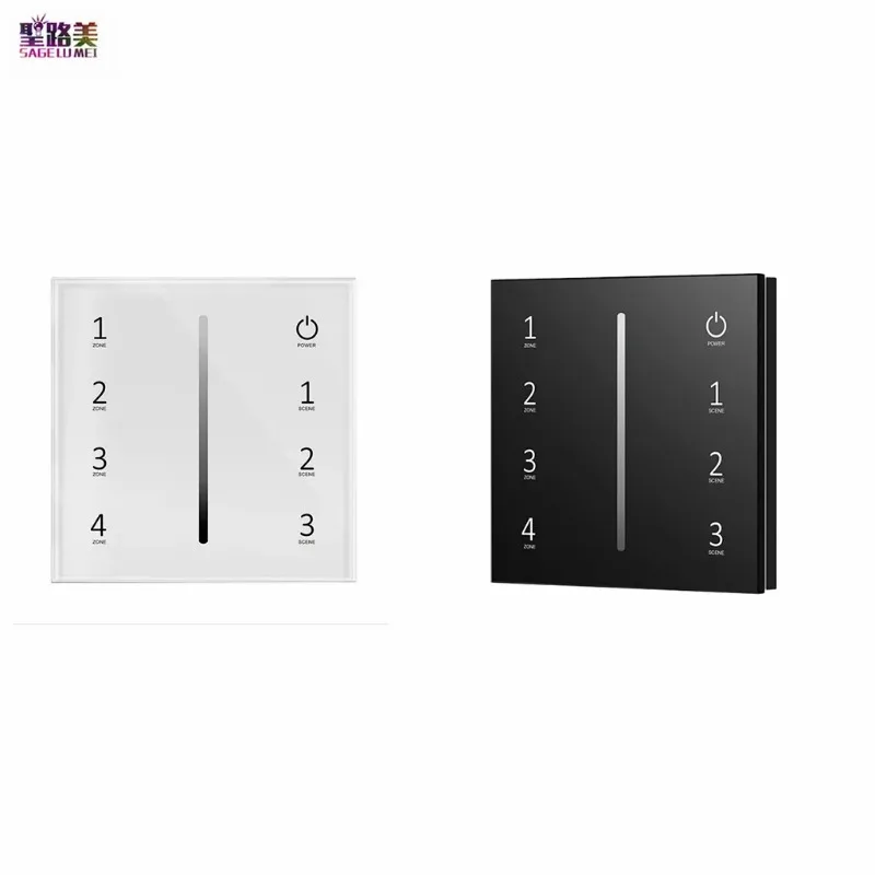 AC110V-240V 4 Zones Touch Panel 0-10V Dimmer T18-1 4CH Channel Glass Controller For SMD5050 Single color LED Strip Lights Ribbon