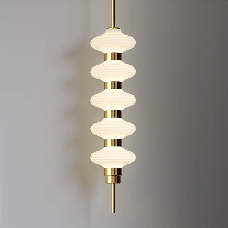 French Luxury Glass Pendant Lamp Bedroom Bedside Living Room Study Designer Telescopic Pole Chandelier Home Decor Light Fixture