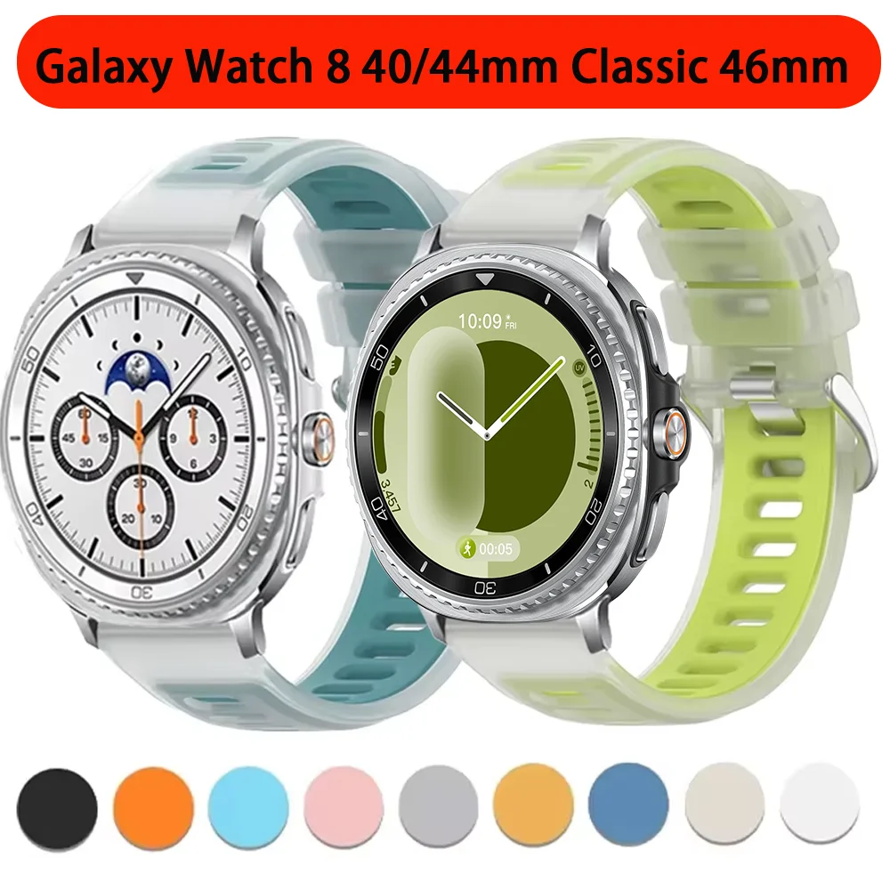 Silikonarmband für Samsung Galaxy Watch 8 40/44mm Classic 46mm Jelly Color Atmungsaktives Armband für Galaxy Watch Ultra 2025 47mm
