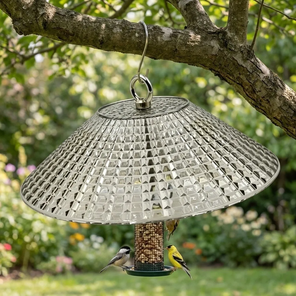Rainproof For Bird Feeder Cover For Top Lid Weather Resistant Shield For Outdoor Garden Hanging Feeder Accessories Gray Gold