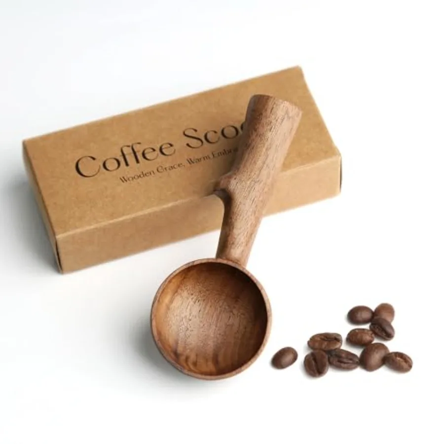 

Walnut Coffee Scoop, Wooden Coffee Bean Measuring Spoon, 5g Capacity, Natural Wood Coffee Scoop for Tea, Sugar and Powder, Rust