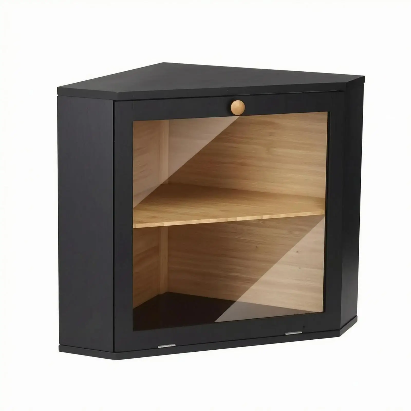 Corner Bread Box Transparent Acrylic Door Corner Storage Box Fixed Shelf Wooden Bread Holder