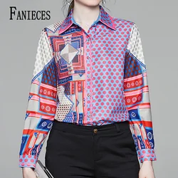 FANIECES Fashion Print Women Shirt Vintage Luxury  Blouse Elegant Office Ladies OL Work Shirt Autumn Long Sleeve Casual Clothes