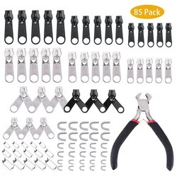 84pcs Zipper Repair Kit Slider Rescue Universal Zippers Clothes Bag Tent Fix Plier Sewing Tool Universal Instant Fix Tools