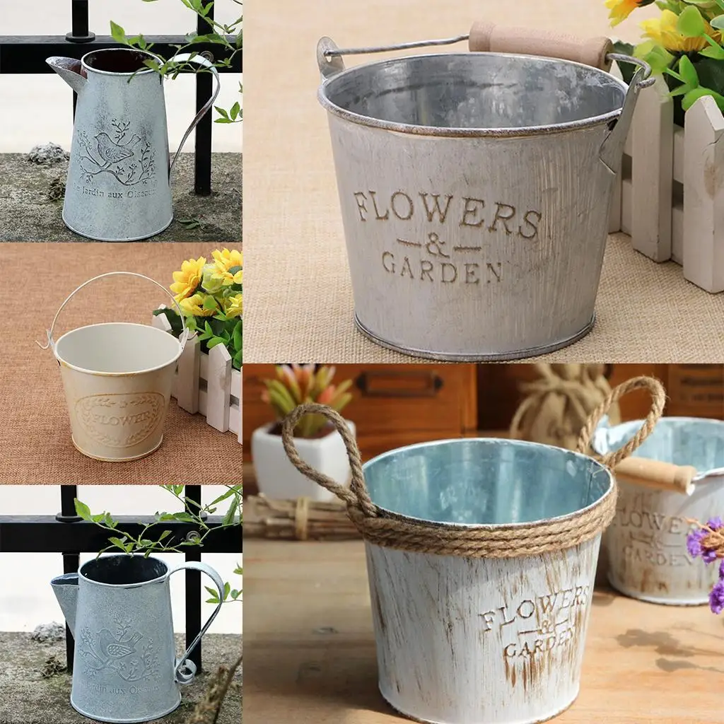 Small Metal Buckets, Flowers Pot Planter Watering Can, Mini Pails with Handles, for Party Favors, Candy, Trinkets, Small Plants