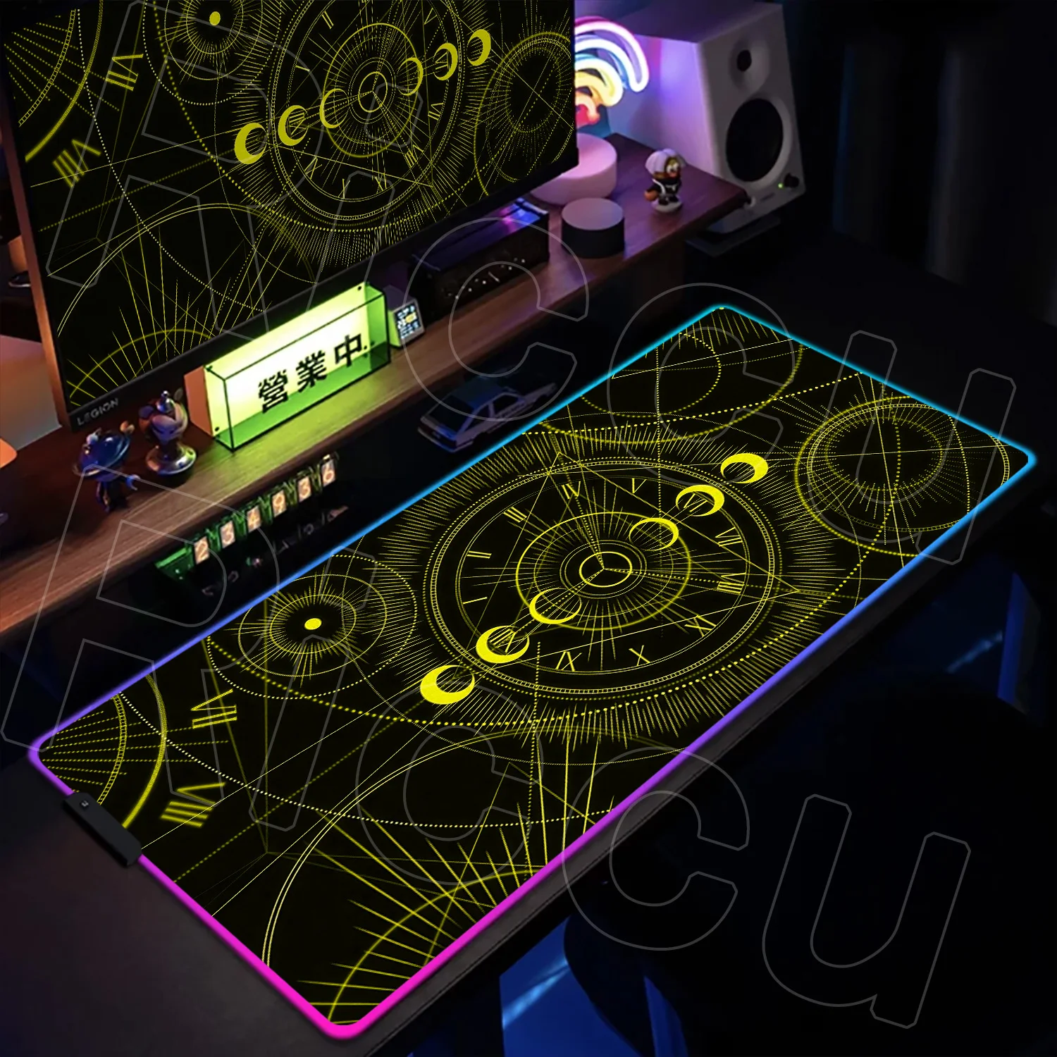 RGB XXL HD printing Desk mat Gaming Tarot Time Astrology Rubber Mousepad Cartoon Celestial Moon