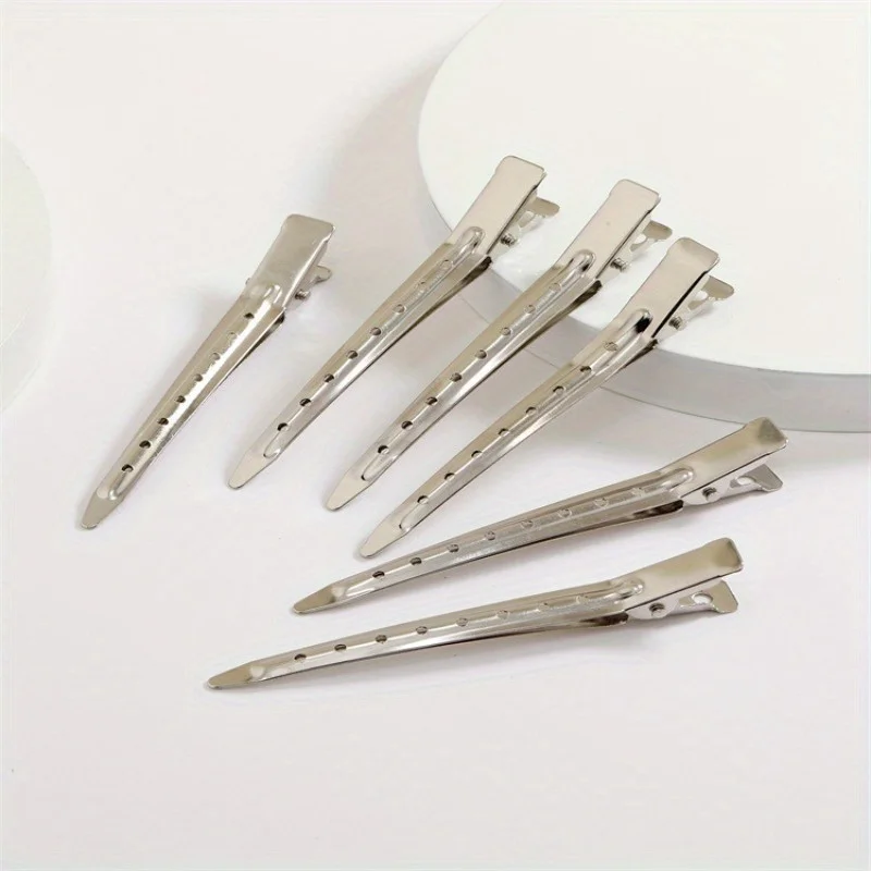 12Pcs Duck Bill Hair Clips Metal Alligator Curl Clips Sectioning Clips With Holes For Hair Styling, Hair Coloring