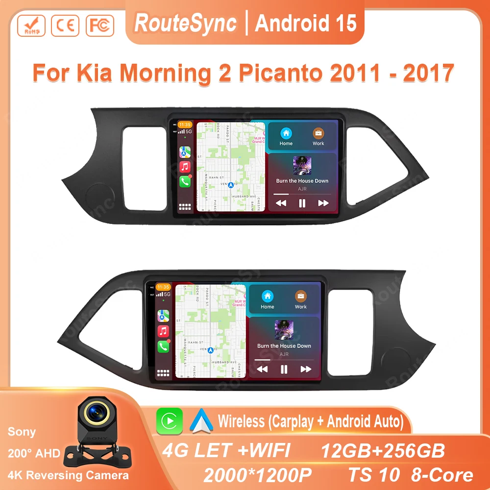 Android Carplay Auto For Kia Morning 2 Picanto 2011 - 2017 Radio Player Multimedia stereo Navigation Video Head Unit GPS DSP BT