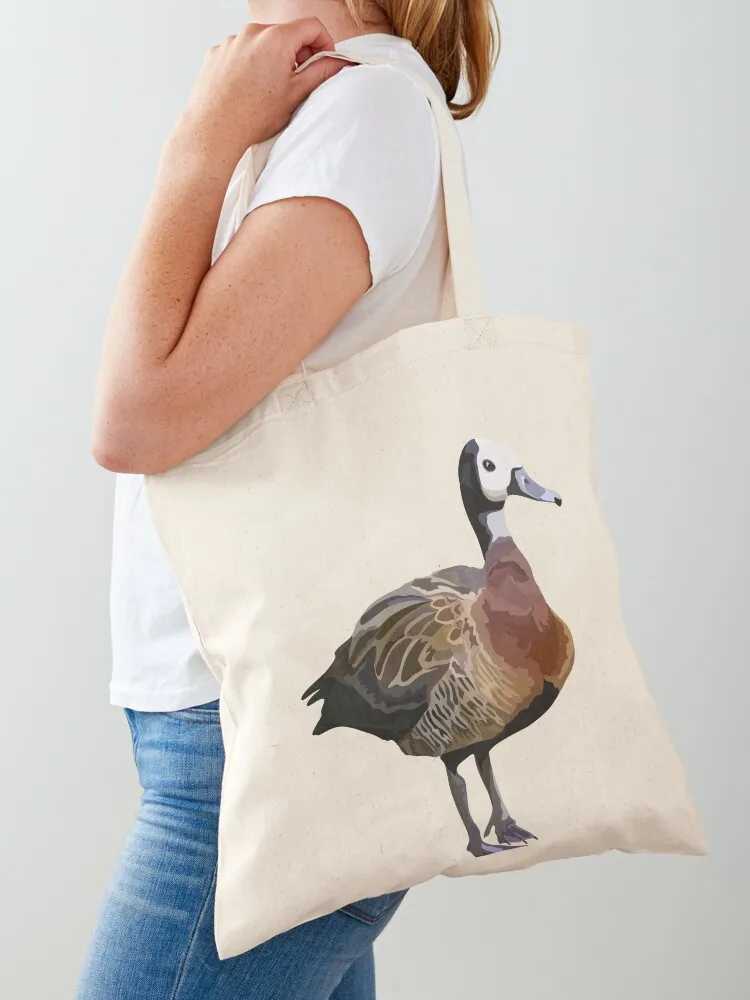 

W is for White faced whistling duck Tote Bag custom fabric bag tote bag canvas university shopper supermarket folding