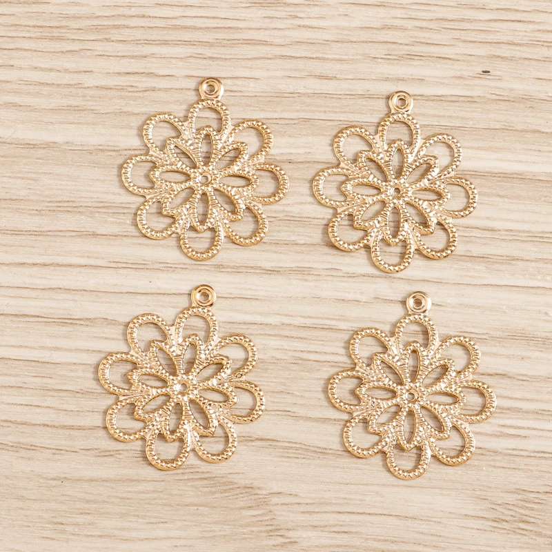 Tusember 80 Stück 20*23mm Legierung Goldfarben Hohle Blumen Charms für DIY Handgemachte Anhänger Halsketten Ohrringe Damenschmuckherstellung – Detail 3