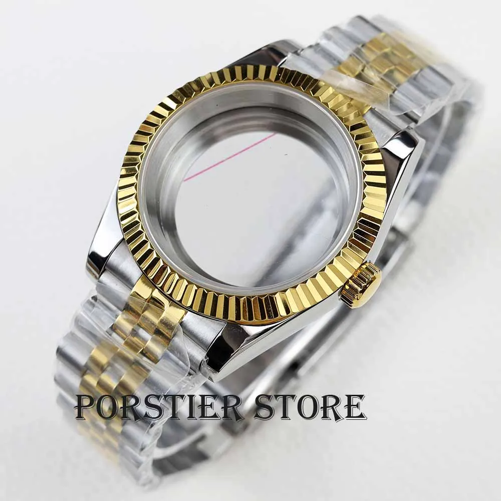 36/39mm nh35 case jubilee bracelet rose gold black silver watch case stainless steel sapphire for NH35 NH36 movement 28.5mm dial