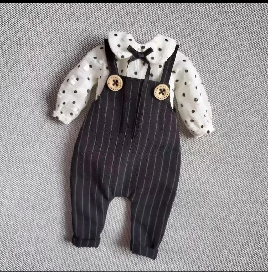 2 tute a righe Blythe/landoudou stile casual 2025 + top a pois (adatte per Lulu,ymy24,Ob22,24,26, zona, Jenny)