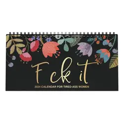 Calendrier mural drôle pour femme THbf, 12 mois de baume, énonciations de mots, intérieur, cadeaux uniques du Nouvel An, nouveau, 2024