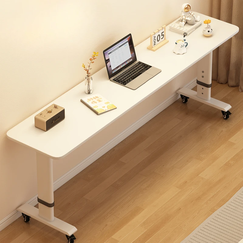 Desk Household Long Table Student Simple Moving Against the Wall Lifting Workbench Balcony Bedside Cross Bed Narrow Computer