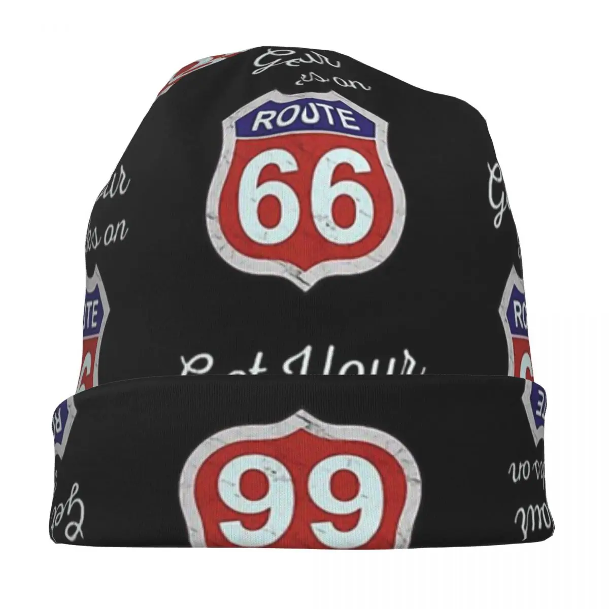 Get Your Kicks - Route 66 - Distressed 60's Unisex winter warm hat Beanies hat for men and women outdoor hat