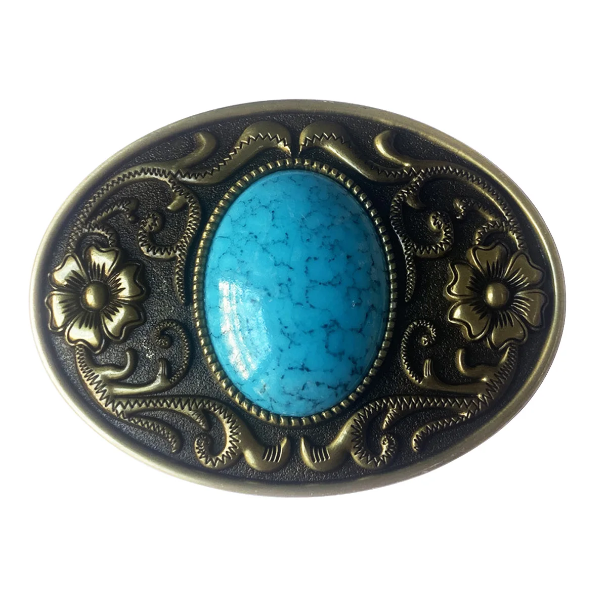 Oval Beautiful Flower Shape Style Men's Belt Buckle