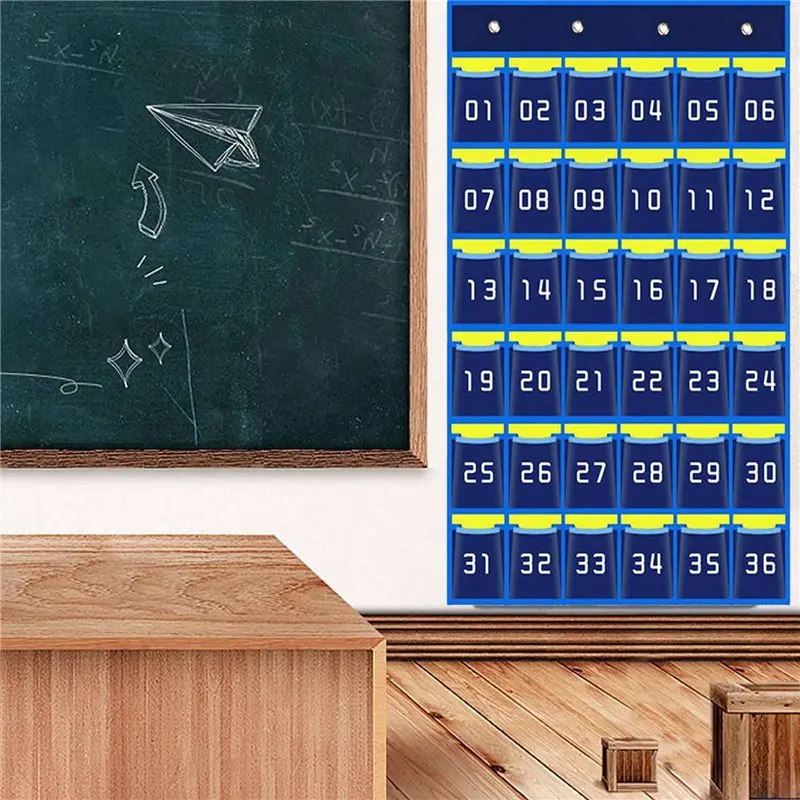 FAST-2X 36 Numbered Pockets Chart Cell Phone Hanging Organizer Hanging Storage Bag For Classroom Calculator Phone Holders