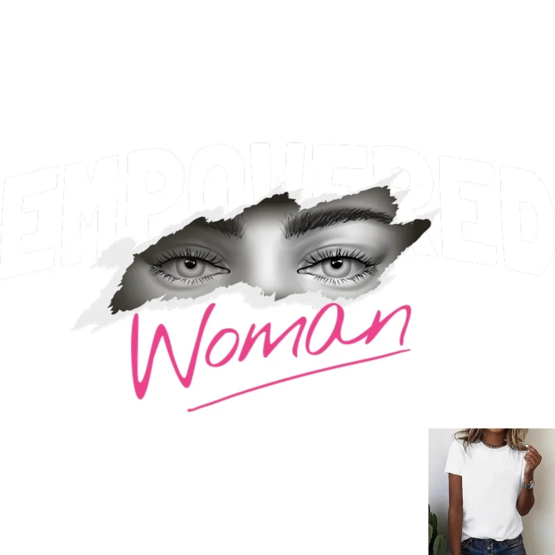 Empowered Woman Eye Pattern Heat Transfer White Ink Iron - on Patch, Stylish Ripped Design, Suitable for T - shirts/Canvas