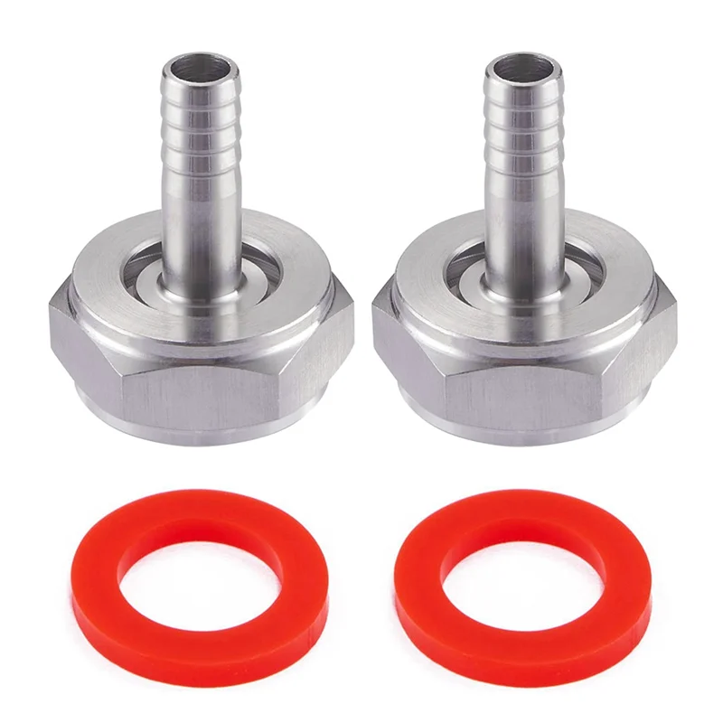 2PCS Stainless Steel Beer Coupler Fitting,Beer Line Connector Kit,Hex Nut 5/8 Inch G Thread x 5/16 Inch Barb