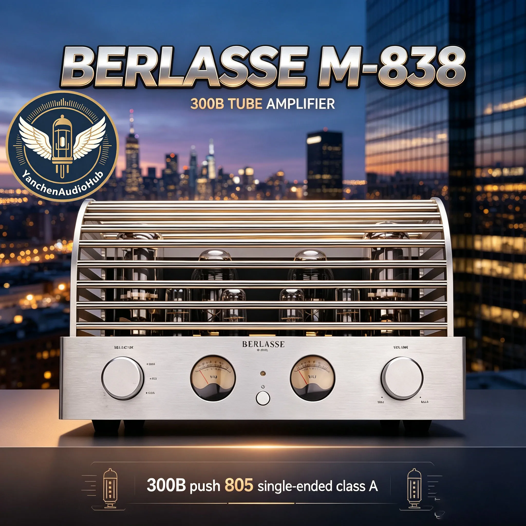 CHN 2027 BERLASSE-M-838 Fever 300B Push 805 Tube Power Amplifier Single-ended Class A 35W High Power Home Audio