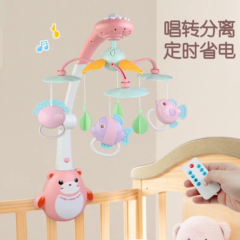 Baby's puzzle and soothing toy bed bell, baby can rotate, ring, bite glue, hanging music bedside bell