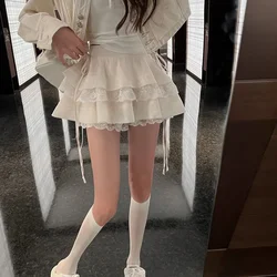 Lucyever Sweet Girls Fluffy Bubble Tutu Jupe pour Femme, Style Japonais, Dentelle Épissage, Gâteau Jk Jupes, Lolita Mignonne, Mini Jupes Plissées