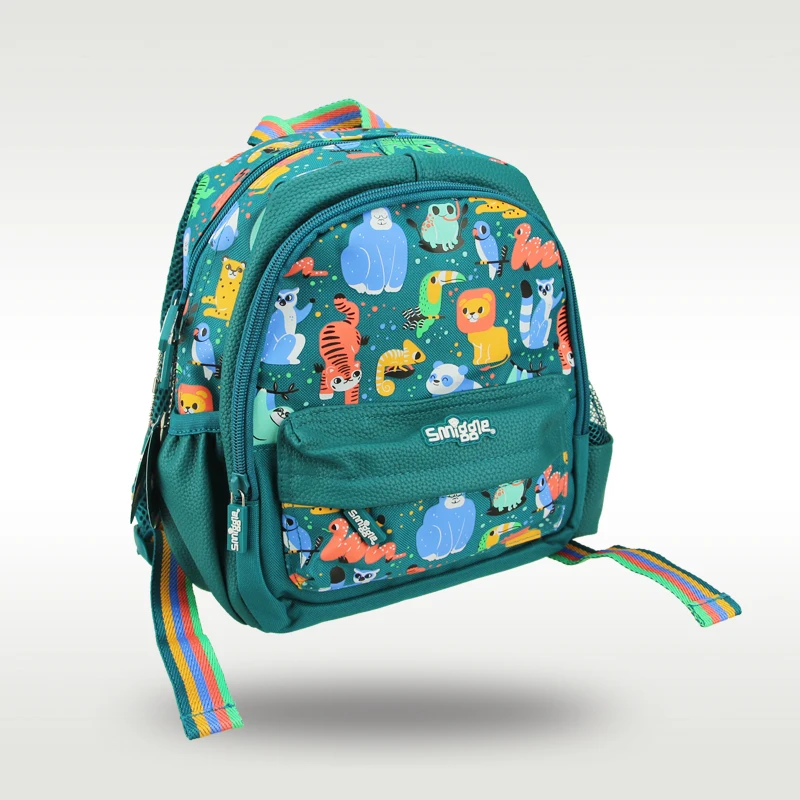 Australia original Smiggle new genuine cute green animal world schoolbag kindergarten backpack 11 inches