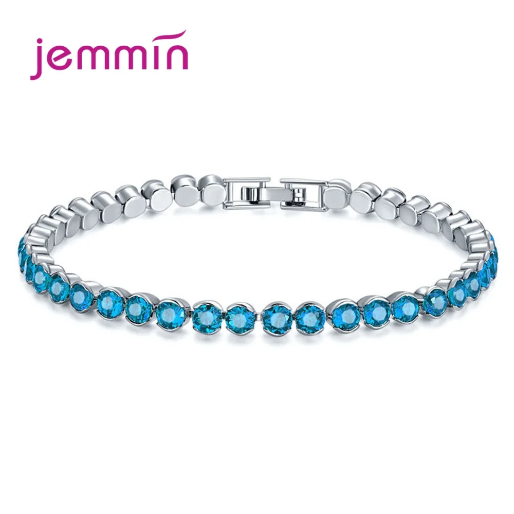 New Shinning Crystals Zircon Tennis Chain Bracelets Woman Fashion 925 Silver Wedding/Engagement Jewelry CZ Bangles 19cm
