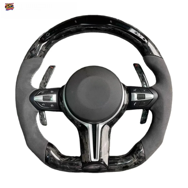 M Sport Red Leather & Carbon Fiber Steering Wheel with LED Display for M3/F80 M4/F82 E90-E92 X5/F15 X6/F16 F10-F36