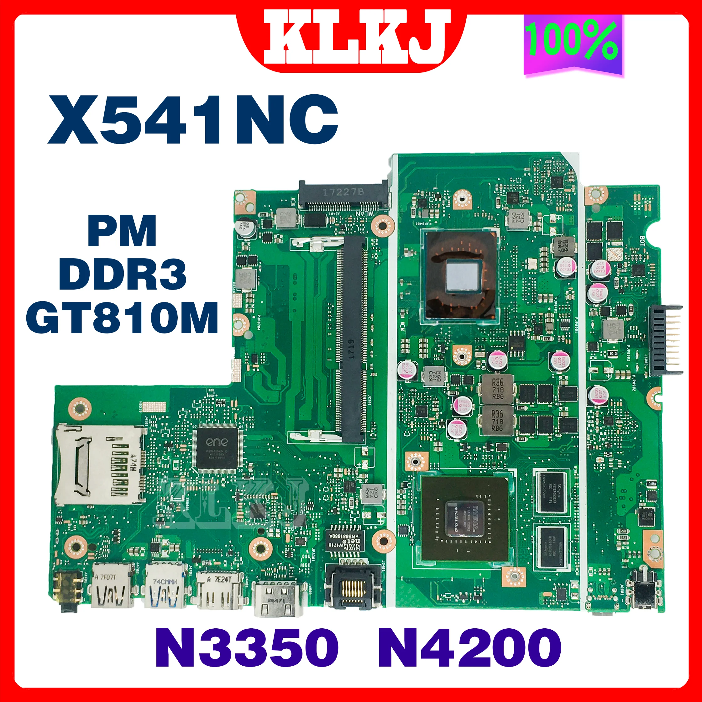 Motherboard Dinzi X541NC UNTUK ASUS X541NC X541N X541NC A541N R541N F541N A541NC Mainboard N3350 N4200 GT810M 100% Bekerja dengan Baik