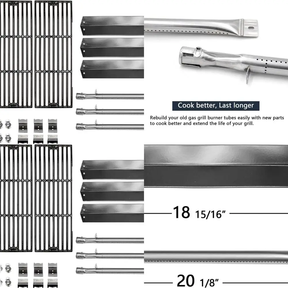 

Детали гриля для угольных грилей — 5050, 5650, 3001, 3008, 3030, 4000, 5072, 5252 — чугунные решетки, нагревательные пластины, горелки, люверсы