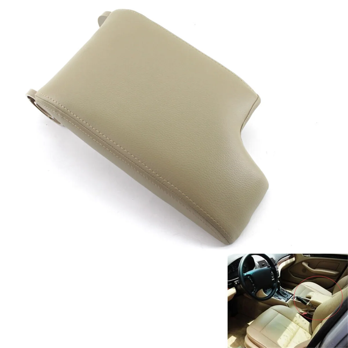 Complete Center Armrest Cover Console Lid Beige for BMW E46 98-06 Fiber Leather