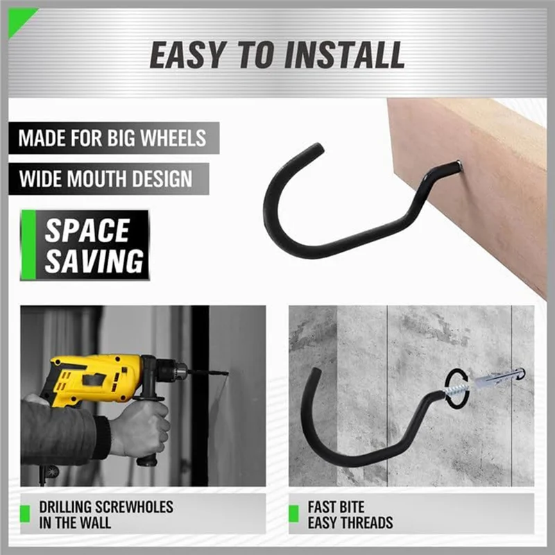 A74E-Per ganci per bici da garage da 6 pollici 1 set 8 pezzi Gancio per appendere a vite per montaggio a soffitto a parete per carichi pesanti per riporre l'organizzazione del garage