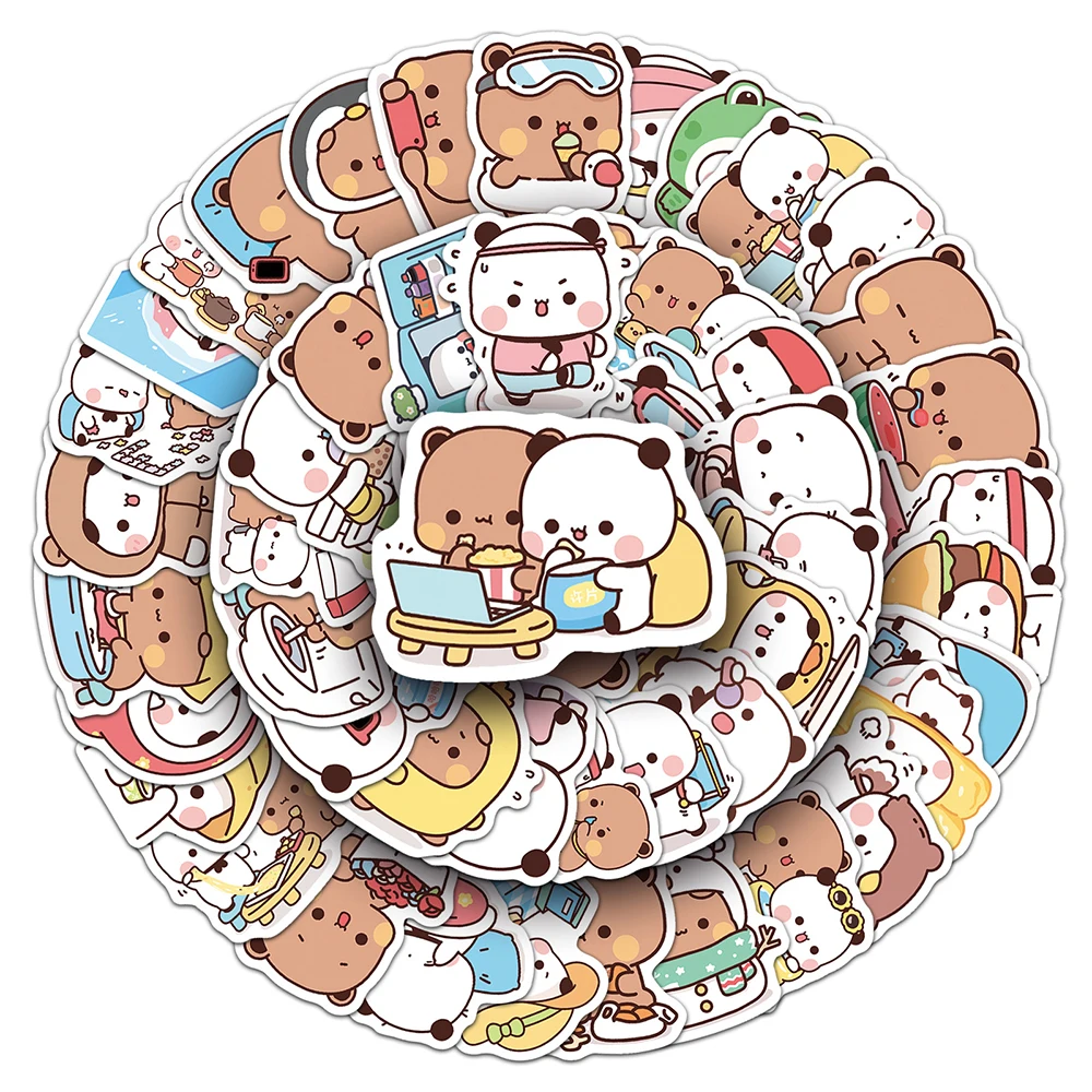 10/30/60pcs Kawaii Bubu and Dudu Stickers Cute Bear and Panda Decal DIY Luggage Scrapbook Journal Cartoon Graffiti Sticker Pack