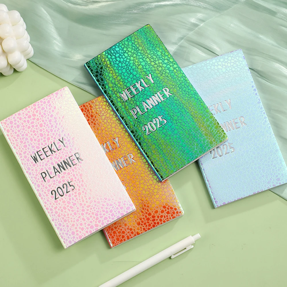 2025 A6 Dazzling Color Pocket Notebook 365 Days Notepad Diary Week Planner Stationery Office School Supplies