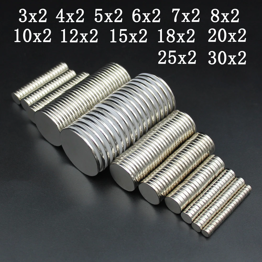 3x2/4x2/5x2/6x2/8x2/10x2/12x2/15x2/20x2/25x2/30x2mm N35 Super Strong Magnet Round Magnetic NdFeB Neodymium Powerful Disc imanes